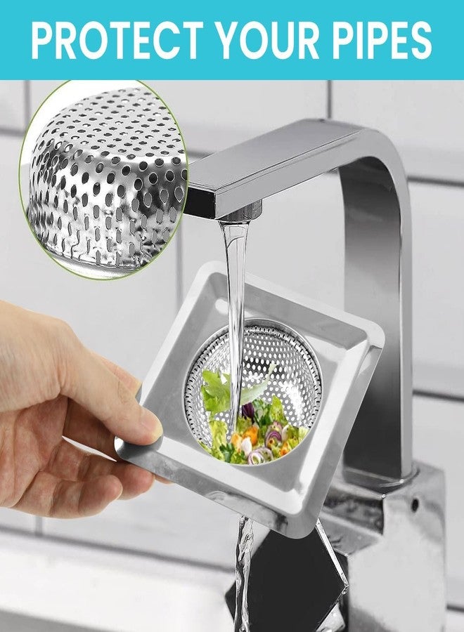 Metwin Stainless Steel Square Sink Strainer, Anti Clogging, Waste Coupling Food Blockage Filter Vegetable Hair Catcher Drainer Jali, 11.5cm for Home Office Hotel (2) - Image 4